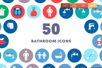 50 Bathroom & Toilet Icons