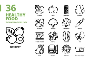 Healthy Food Outline Style Icon Set