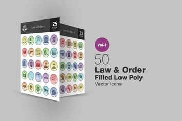 50 Law & Order Filled Low Poly Icons