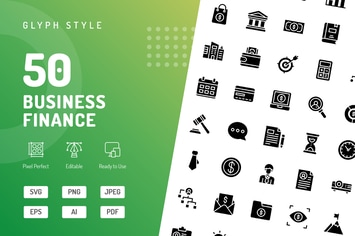 Business Finance Glyph Icons