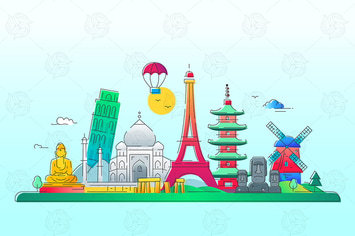 Countries - vector line travel illustration