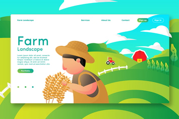 Farm Lanscape - Web Header & Vector Template