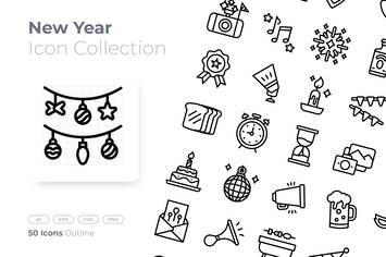 New Year Outline Icon