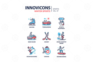 Winter sports - line design icons set