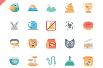 Simple Set Pet and Animal Flat Icons