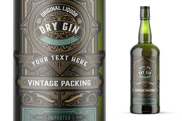 Vintage Gin Label Packaging Layout 