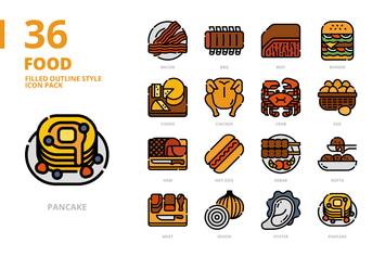 Food Filled Outline Style Icon Pack