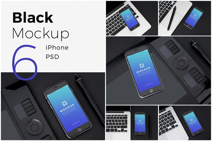 Black Mock-Up iPhone Pack