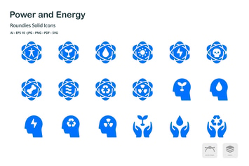 Energy and Power Roundies Solid Glyph Icons