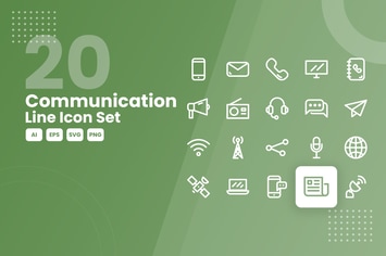 20 Communication Line Icon Set