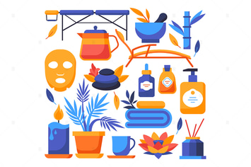 Wellness and spa - flat design style elements