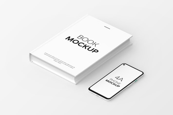Book & 4A Phone Mockup