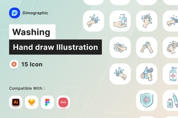 Washing Hand Draw Illustration