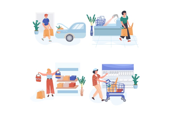 Shopping Concept Scenes Set