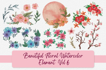 Beautiful Floral Watercolor Elements Vol 6