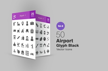 50 Airport Glyph Icons