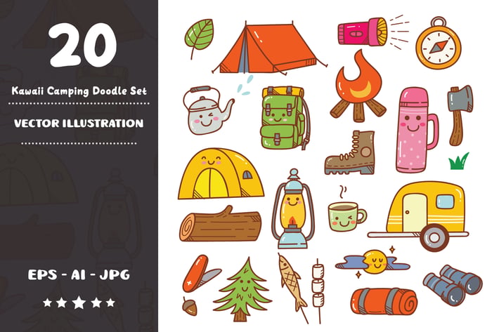 Kawaii Camping Doodle Set