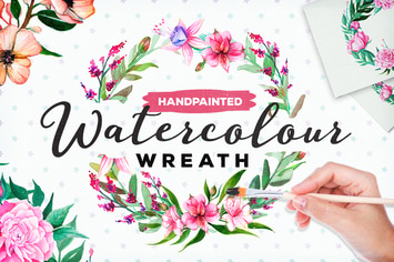 Handpainted Watercolour Flower Wreath