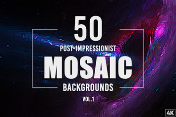 50 Post-Impressionist Mosaic Backgrounds - Vol. 1