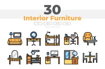30 Interior Furniture Icons