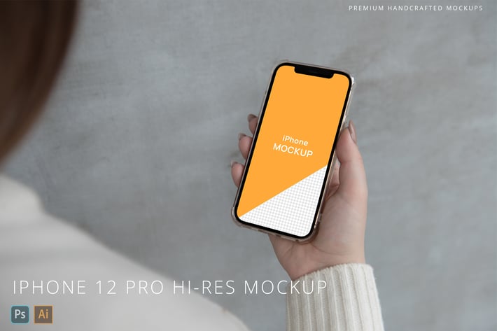 iPhone 12 Pro in Hand Mockup Minimalistic 