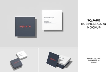 Square Business Card Mockup 