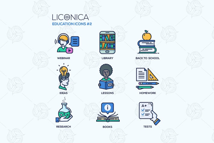 Modern school and education thin line design icons