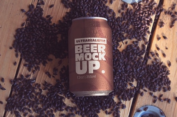 Black Malt Beer Can Mockup