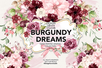 Watercolor BURGUNDY DREAMS design