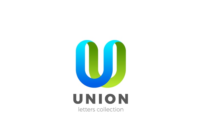 Letter U Logo design 3D Ribbon style
