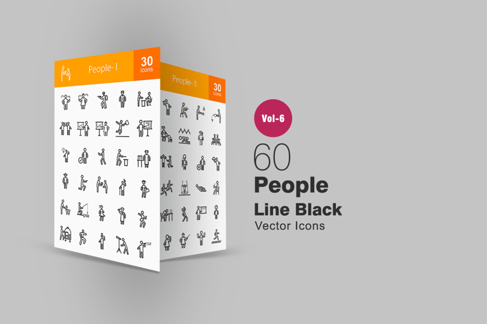 60 People Line Icons