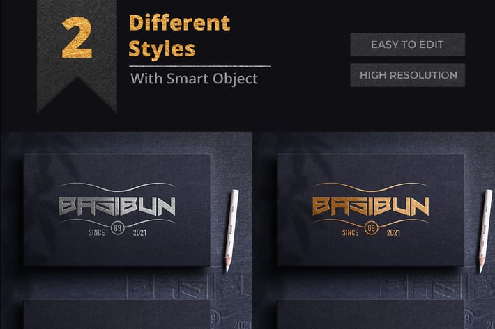Gold and Silver Embossed Logo Mockup