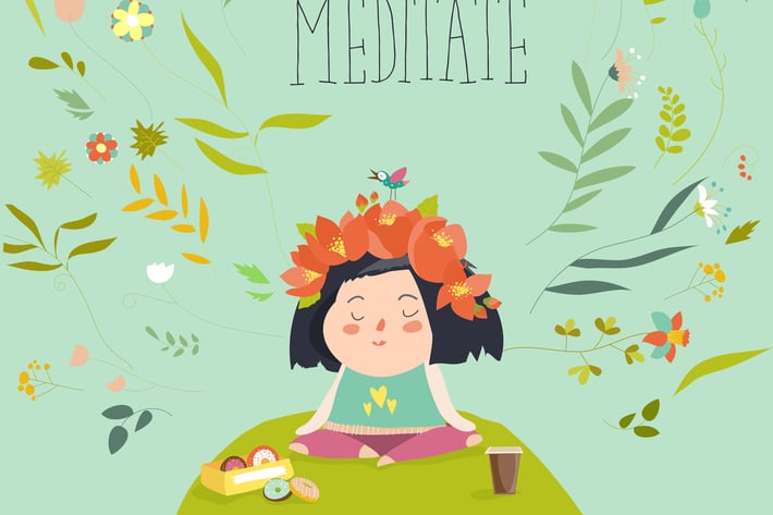 Vector illustration with girl practicing yoga 