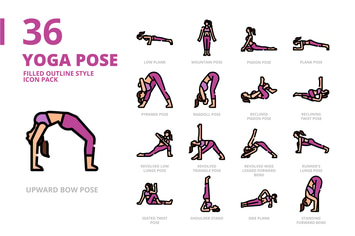 Yoga Pose2 Filled Outline Icon Set