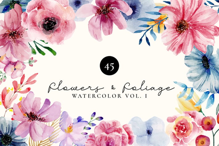 Flowers and Foliage Watercolor Set Vol 1