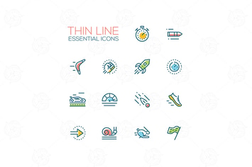 Essential icons - modern vector single thick line 