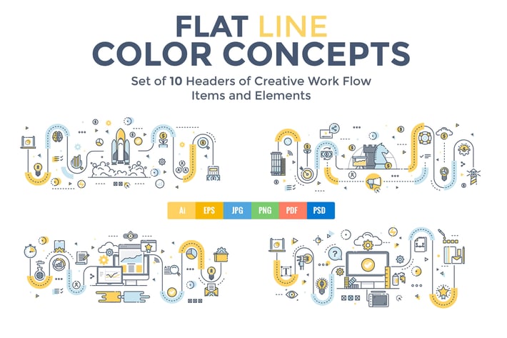 Set of Flat Line Color concepts