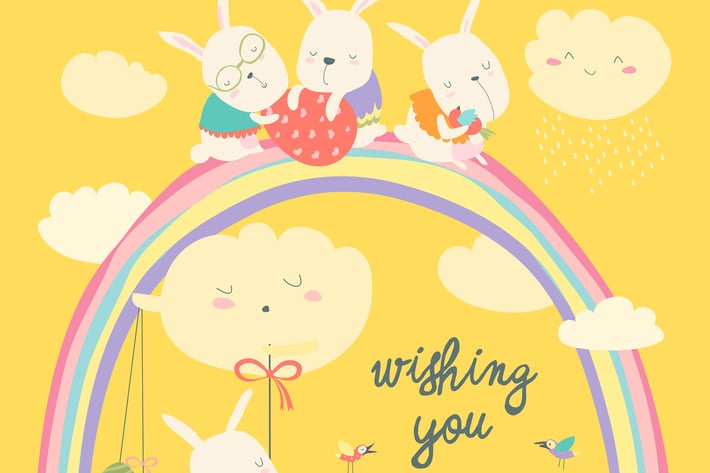 Easter bunnies and easter egg. Vector illustration