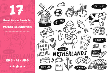 Kawaii Netherlands Doodle Set