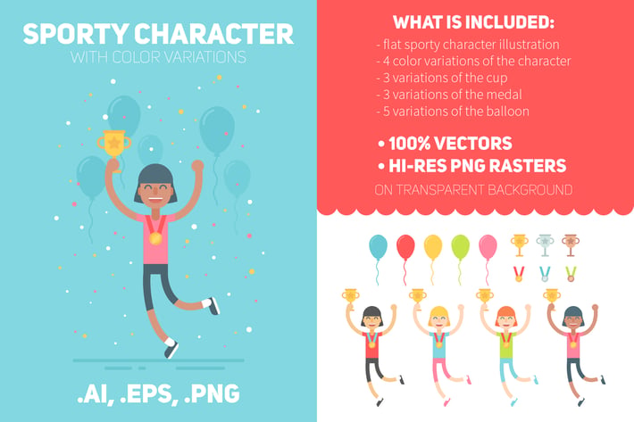 Sporty Character Flat Set