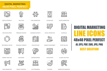 Simple Set Digital Marketing Line Icons