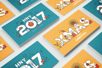Set of Flat Color Line Holiday Banners