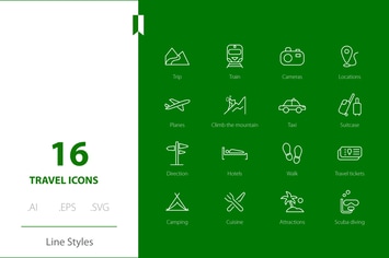 Travel Icon Line Styles
