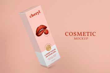 Red lipstick box mockup for cosmetic packaging