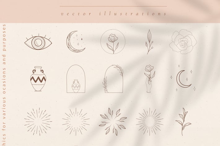Vector Design Elements, Frames, Sunbursts