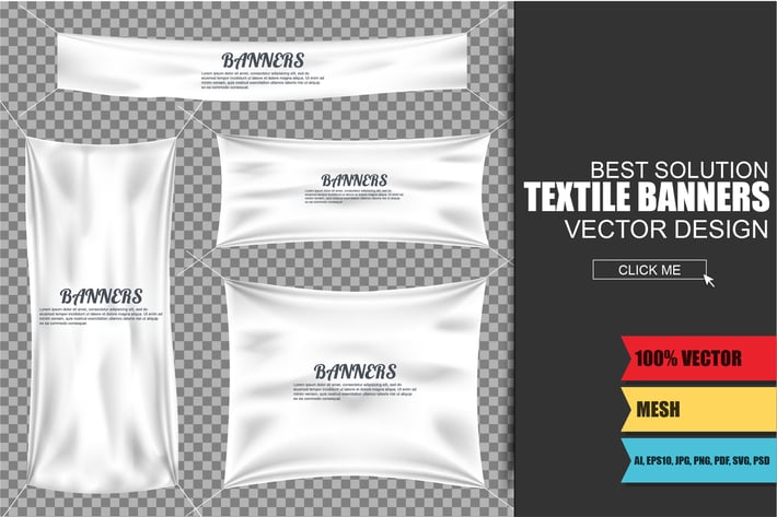 White Textile Banners Vector