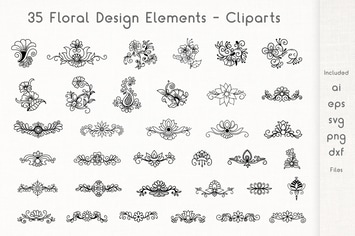 Floral Design Elements - Cliparts