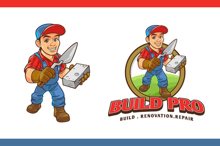 Construction Worker Mascot Character Logo