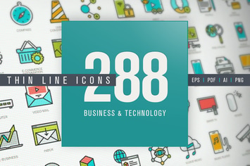 Set of Thin Line Icons for Business and Technology