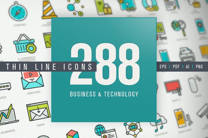 Set of Thin Line Icons for Business and Technology